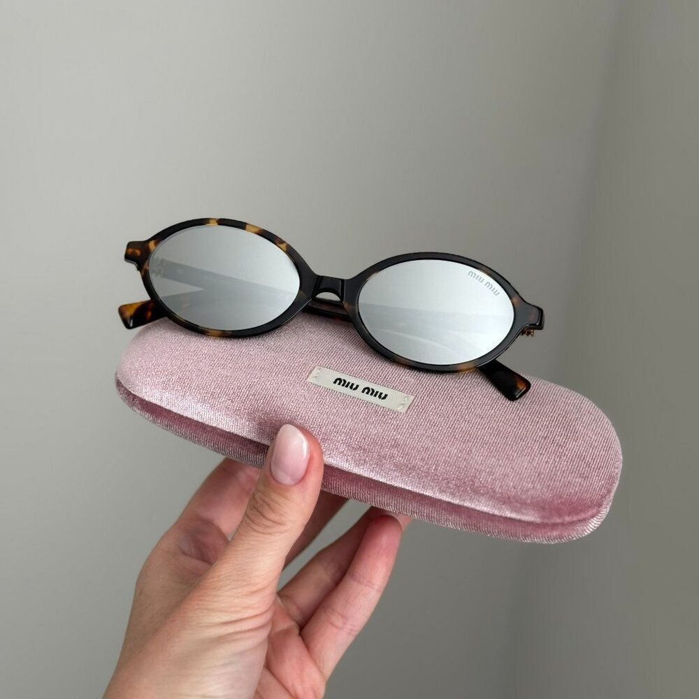 Miu Miu REGARD Women Sunglasses Havana Grey Mirror Silver MU04ZSF VAU07F REGARD